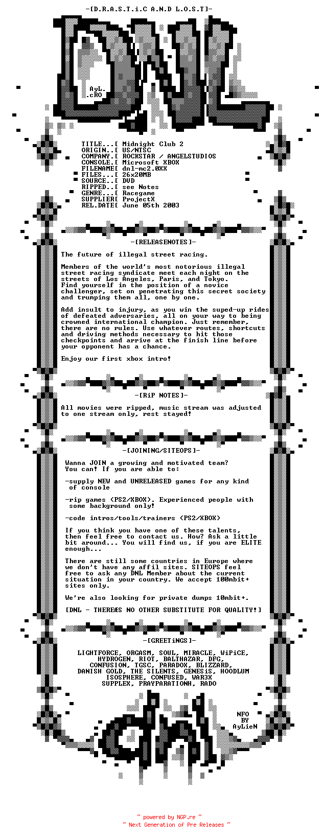 NFO for the release Midnight.Club.2.GERMAN.Update-DYNASTY by DYNASTY