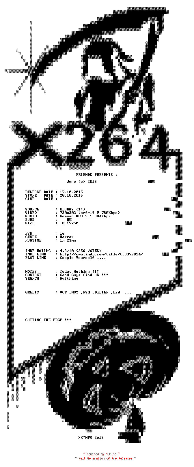 NFO for the release June.German.2015.AC3.BDRiP.x264-XF by XF