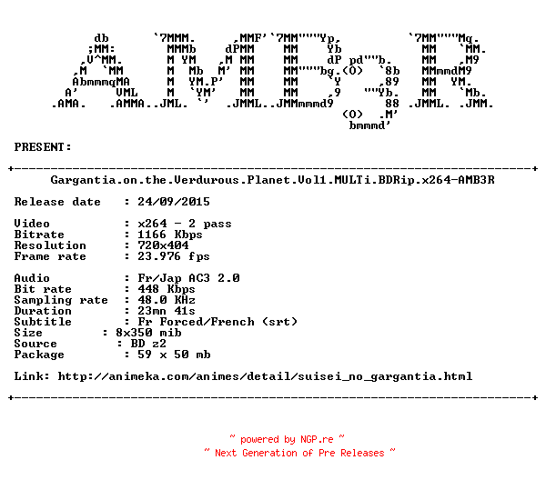NFO for the release Gargantia.on.the.Verdurous.Planet.Vol1.MULTi.BDRip.x264-AMB3R by AMB3R