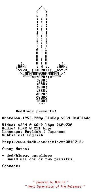 NFO for the release Anatahan.1953.720p.BluRay.x264-RedBlade by RedBlade