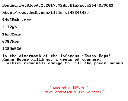 NFO for the release Bonded.By.Blood.2.2017.720p.BluRay.x264-SPOOKS by SPOOKS