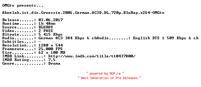 NFO for the release Akeelah.ist.die.Groesste.2006.German.AC3D.DL.720p.BluRay.x264-OMGtv by OMGtv