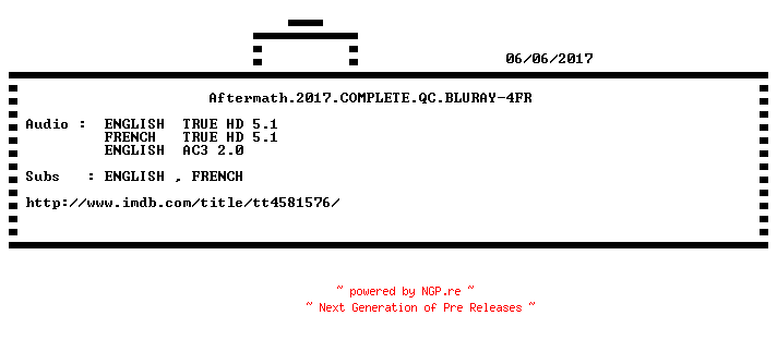 NFO for the release Aftermath.2017.COMPLETE.QC.BLURAY-4FR by 4FR