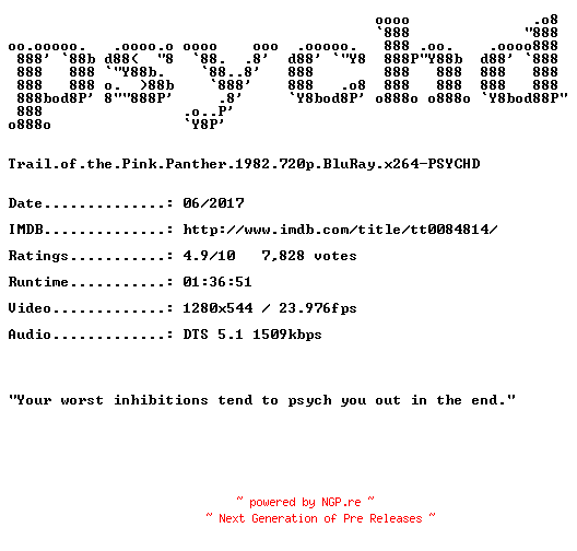 NFO for the release Trail.of.the.Pink.Panther.1982.720p.BluRay.x264-PSYCHD by PSYCHD