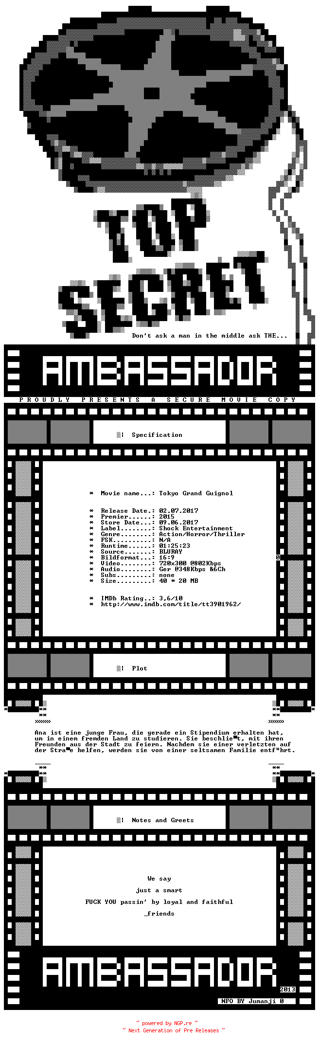 NFO for the release Sendero.GERMAN.2015.BDRIP.X264-AMBASSADOR by AMBASSADOR