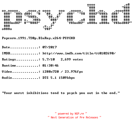 NFO for the release Popcorn.1991.720p.BluRay.x264-PSYCHD by PSYCHD