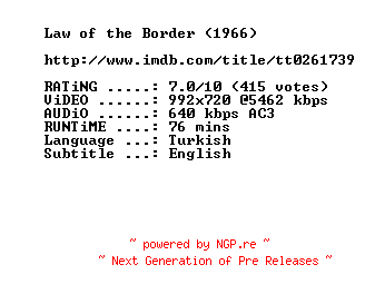 NFO for the release Law.Of.The.Border.1966.720p.BluRay.x264-SUMMERX by SUMMERX