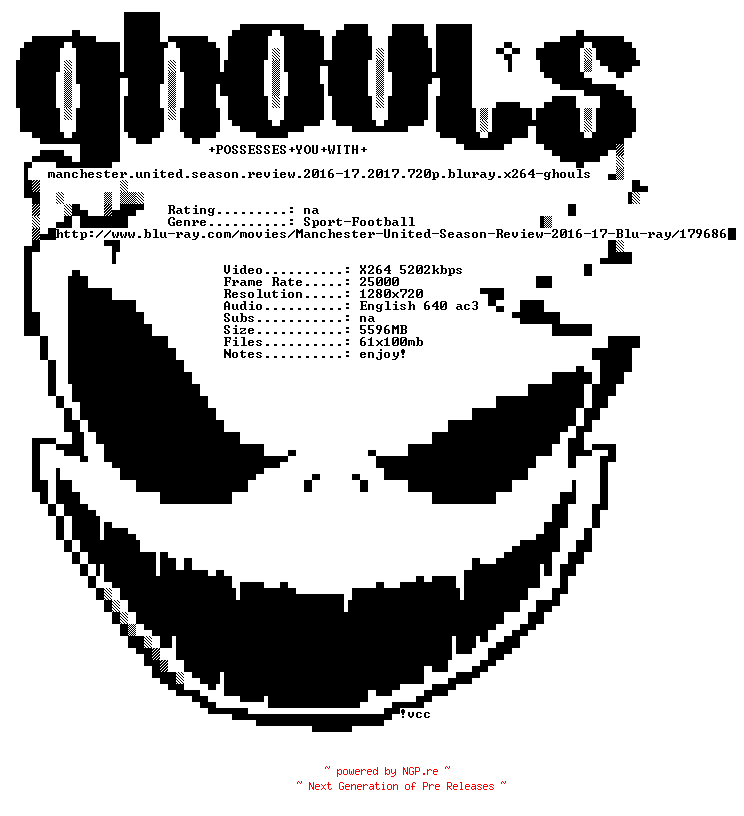 NFO for the release Manchester.United.Season.Review.2016-17.2017.720p.BluRay.x264-GHOULS by GHOULS