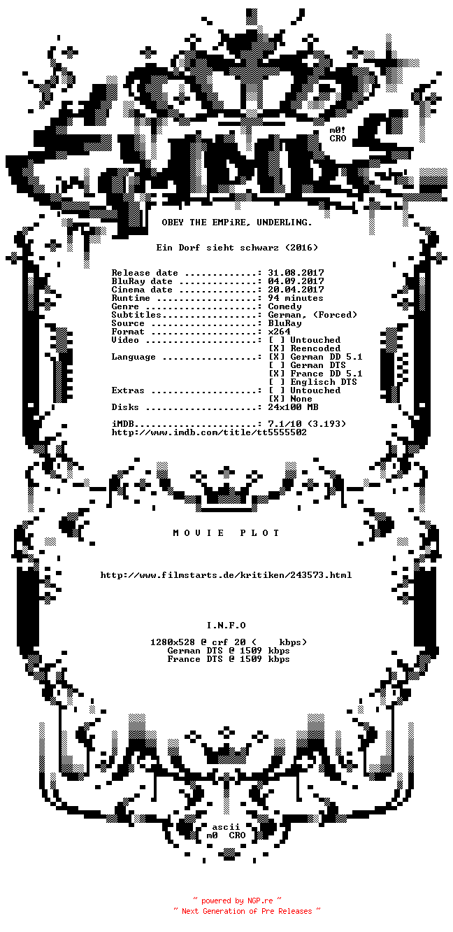 NFO for the release Ein.Dorf.sieht.schwarz.German.720p.BluRay.x264-EmpireHD by EmpireHD