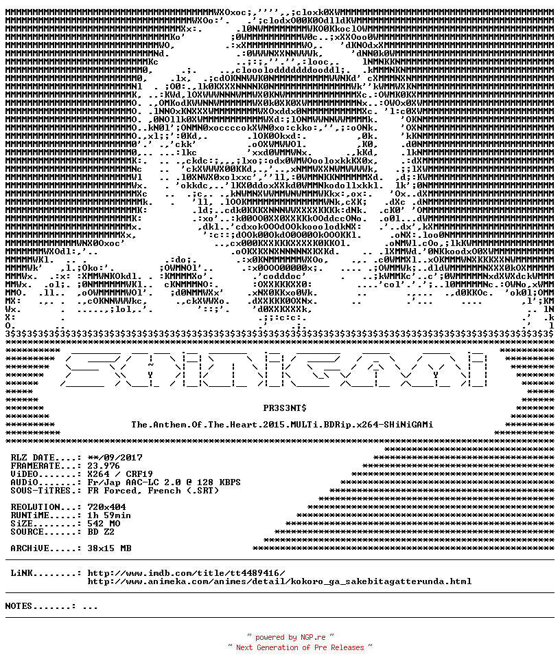 NFO for the release The.Anthem.Of.The.Heart.2015.MULTi.BDRip.x264-SHiNiGAMi by SHiNiGAMi