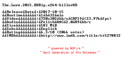 NFO for the release The.Lure.2015.BDRip.x264-killerHD by killerHD