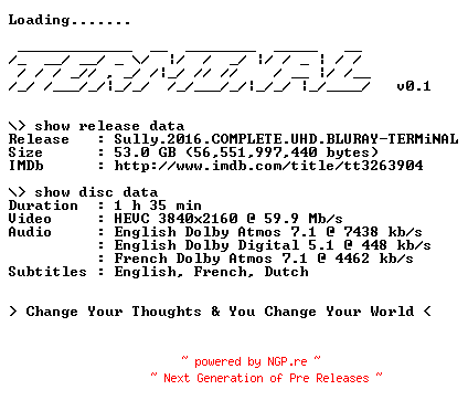 NFO for the release Sully.2016.COMPLETE.UHD.BLURAY-TERMiNAL by TERMiNAL