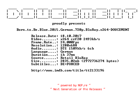 NFO for the release Born.to.Be.Blue.2015.German.720p.BluRay.x264-DOUCEMENT by DOUCEMENT