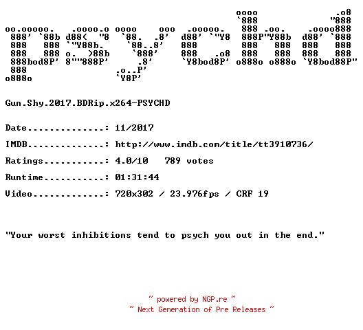 NFO for the release Gun.Shy.2017.BDRip.x264-PSYCHD by PSYCHD