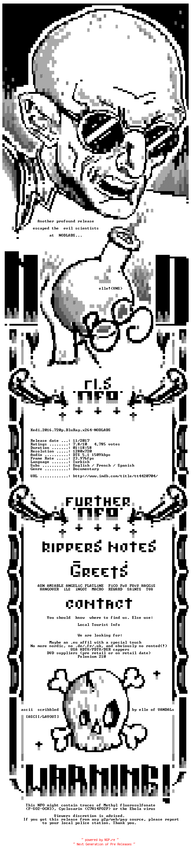 NFO for the release Kedi.2016.720p.BluRay.x264-NODLABS by NODLABS