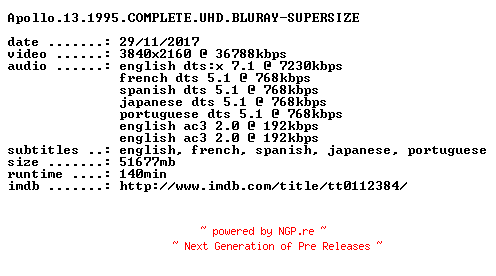 NFO for the release Apollo.13.1995.COMPLETE.UHD.BLURAY-SUPERSIZE by SUPERSIZE