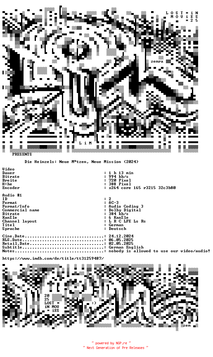 NFO for the release Die.Heinzels.2.Neue.Muetzen.neue.Mission.German.2024.AC3.DVDRip.x264-LIM by LIM