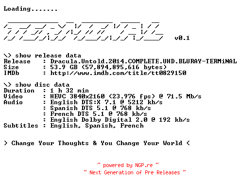 NFO for the release Dracula.Untold.2014.COMPLETE.UHD.BLURAY-TERMiNAL by TERMiNAL