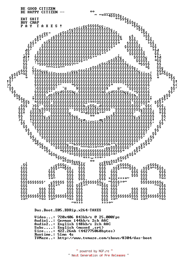 NFO for the release Das.Boot.E05.BDRip.x264-TAXES by TAXES