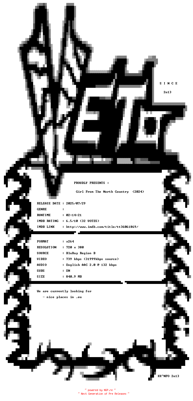 NFO for the release Girl.From.The.North.Country.2024.BDRip.x264-VETO by VETO