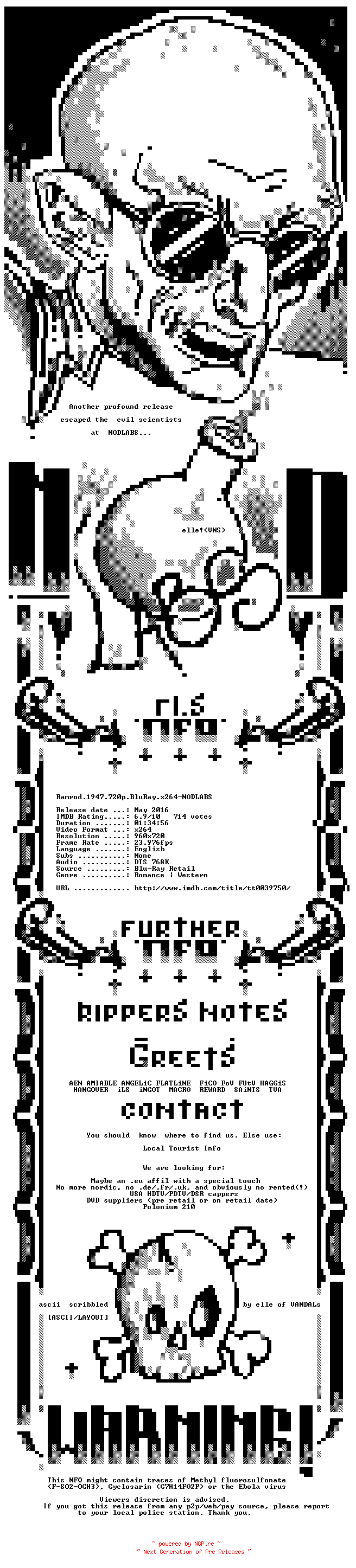NFO for the release Ramrod.1947.720p.BluRay.x264-NODLABS by NODLABS