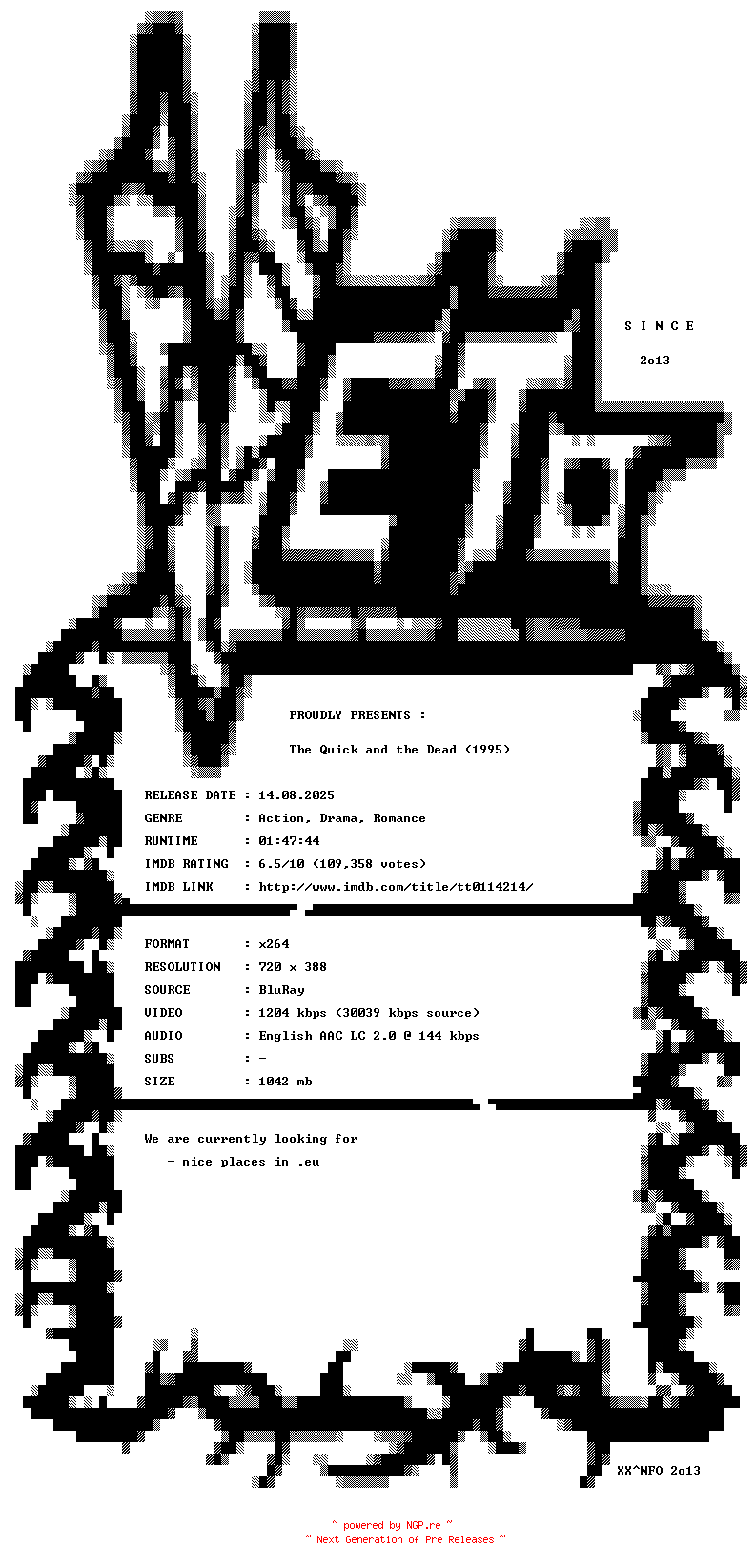 NFO for the release The.Quick.and.the.Dead.1995.UNCUT.REMASTERED.BDRip.x264-VETO by VETO