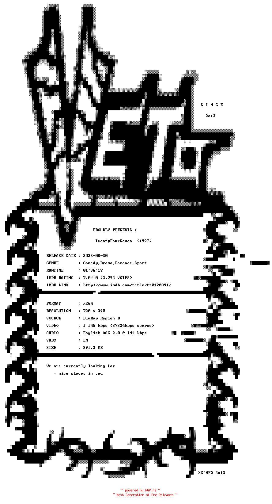 NFO for the release TwentyFourSeven.1997.BDRip.x264-VETO by VETO