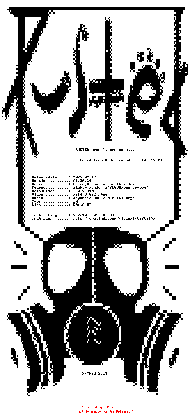 NFO for the release The.Guard.From.Underground.1992.BDRip.x264-RUSTED by RUSTED