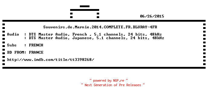 NFO for the release Souvenirs.de.Marnie.2014.COMPLETE.FR.BLURAY-4FR by 4FR