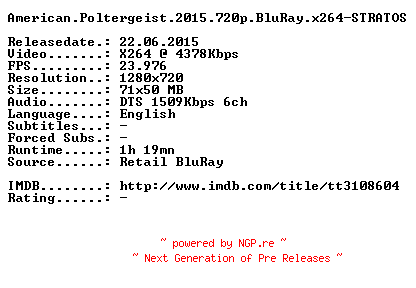 NFO for the release American.Poltergeist.2015.720p.BluRay.x264-STRATOS by STRATOS