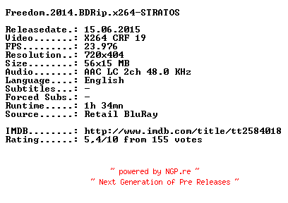 NFO for the release Freedom.2014.BDRip.x264-STRATOS by STRATOS