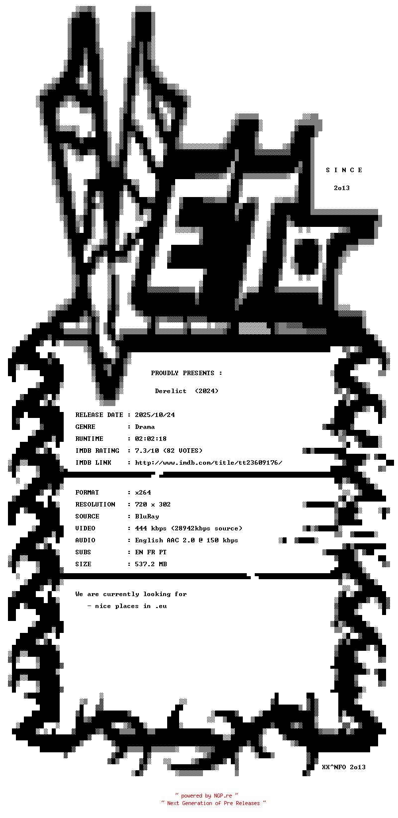 NFO for the release Derelict.2024.BDRip.x264-VETO by VETO