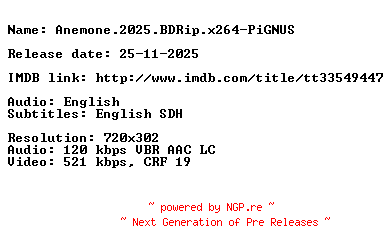 NFO for the release Anemone.2025.BDRip.x264-PiGNUS by PiGNUS
