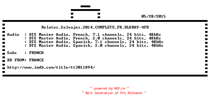 NFO for the release Relatos.Salvajes.2014.COMPLETE.FR.BLURAY-4FR by 4FR