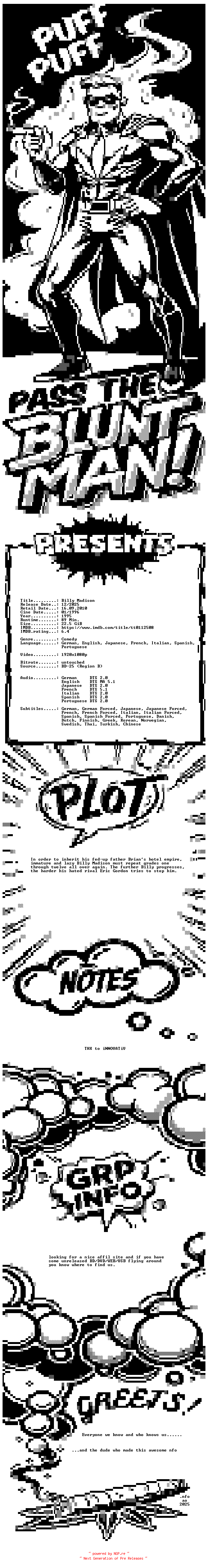 NFO for the release Billy.Madison.1995.MULTi.COMPLETE.BLURAY.iNTERNAL-PtBM by PtBM