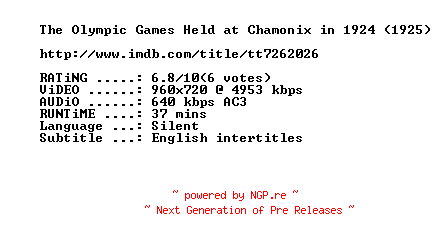 NFO for the release The.Olympic.Games.Held.at.Chamonix.in.1924.1925.720p.BluRay.x264-SUMMERX by SUMMERX