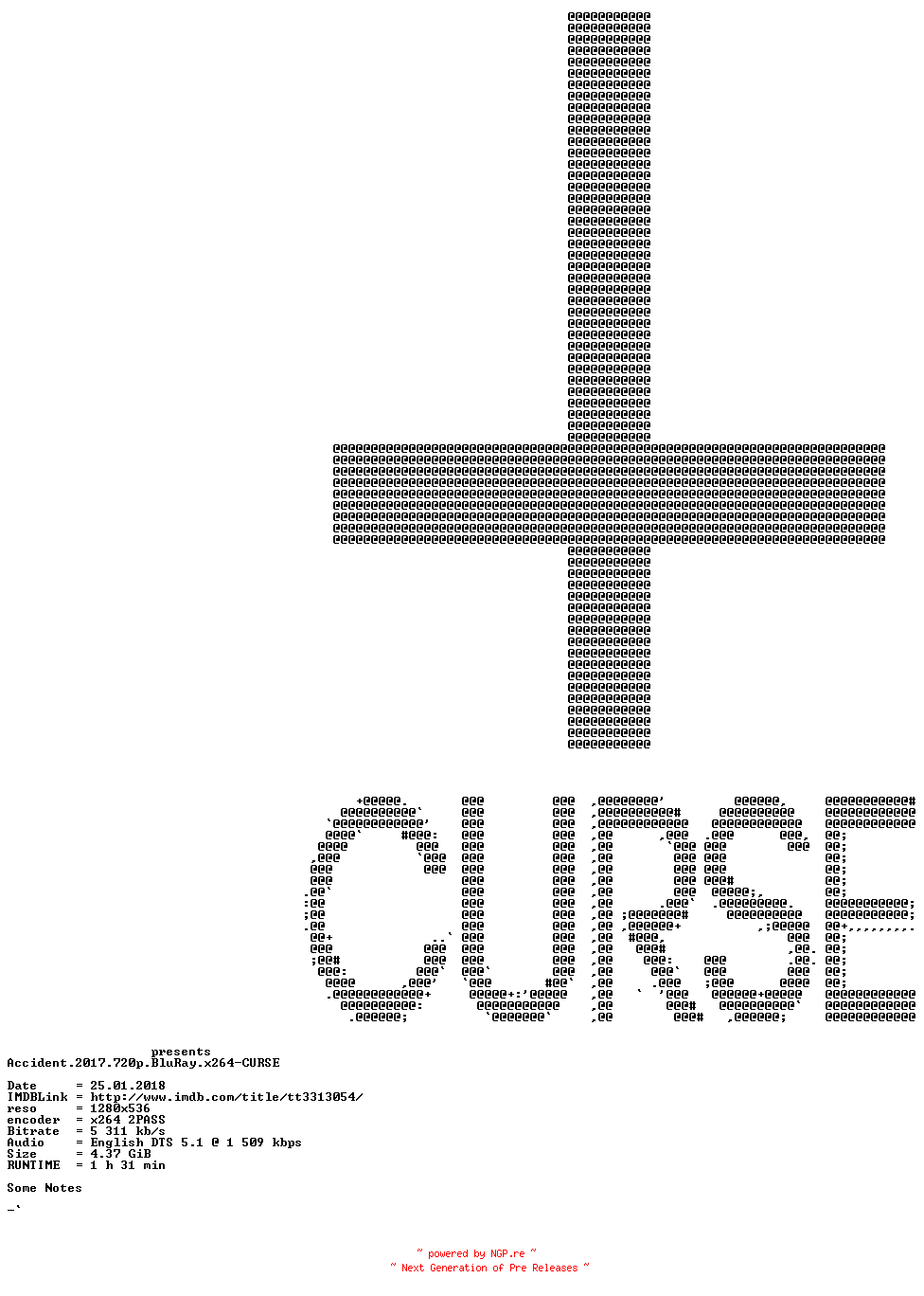 NFO for the release Accident.2017.720p.BluRay.x264-CURSE by CURSE