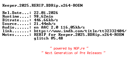 NFO for the release Keeper.2025.RERIP.BDRip.x264-ROEN by ROEN
