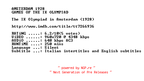 NFO for the release The.IX.Olympiad.in.Amsterdam.1928.720p.BluRay.x264-SUMMERX by SUMMERX
