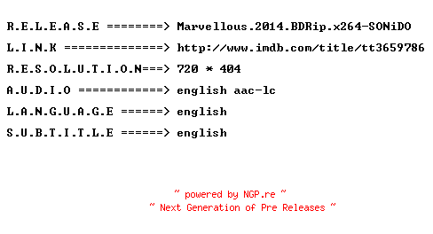NFO for the release Marvellous.2014.BDRip.x264-SONiDO by SONiDO
