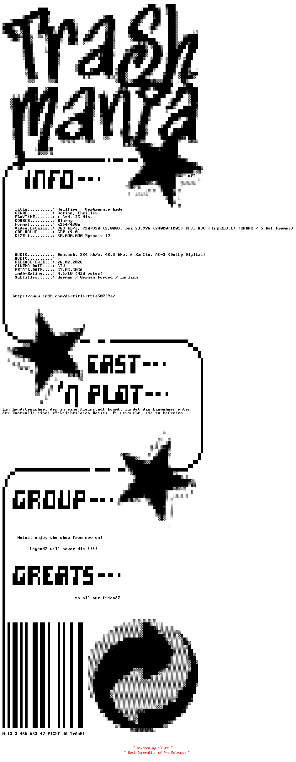 NFO for the release Hellfire.Verbrannte.Erde.German.2026.AC3.BDRip.x264-TM by TM