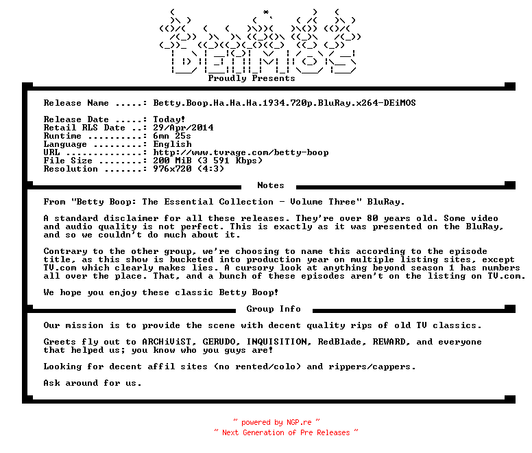 NFO for the release Betty.Boop.Ha.Ha.Ha.1934.720p.BluRay.x264-DEiMOS by DEiMOS