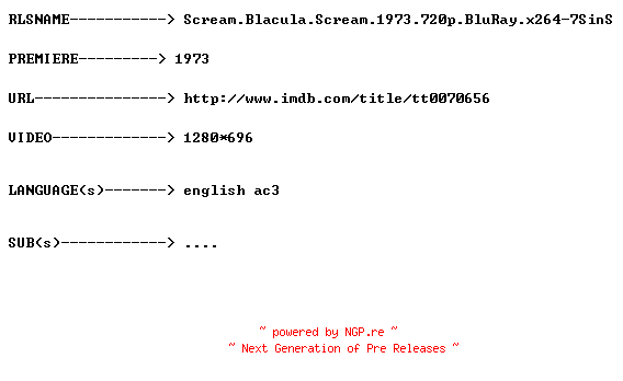 NFO for the release Scream.Blacula.Scream.1973.720p.BluRay.x264-7SinS by 7SinS