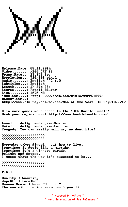 NFO for the release Man.of.the.West.1958.iNTERNAL.BDRip.x264-DAA by DAA
