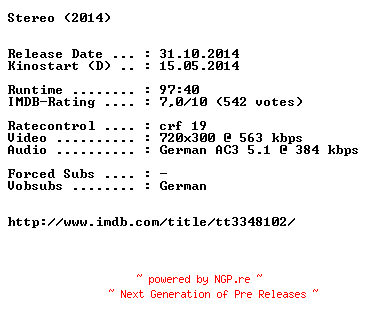 NFO for the release Stereo.German.BDRiP.x264-EXQUiSiTE by EXQUiSiTE