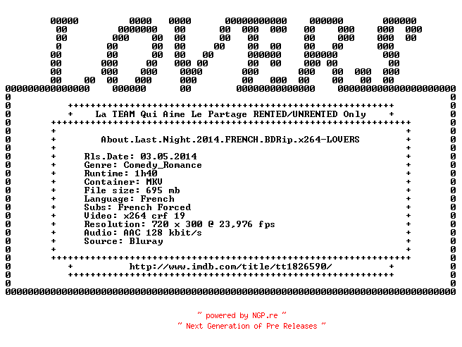 NFO for the release About.Last.Night.2014.FRENCH.BDRip.x264-LOVERS by LOVERS