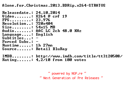 NFO for the release Alone.for.Christmas.2013.BDRip.x264-STRATOS by STRATOS