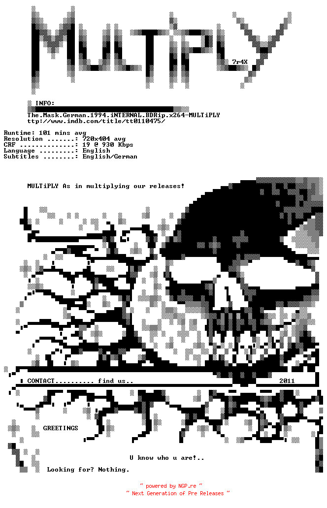 NFO for the release The.Mask.German.1994.iNTERNAL.BDRip.x264-MULTiPLY by MULTiPLY