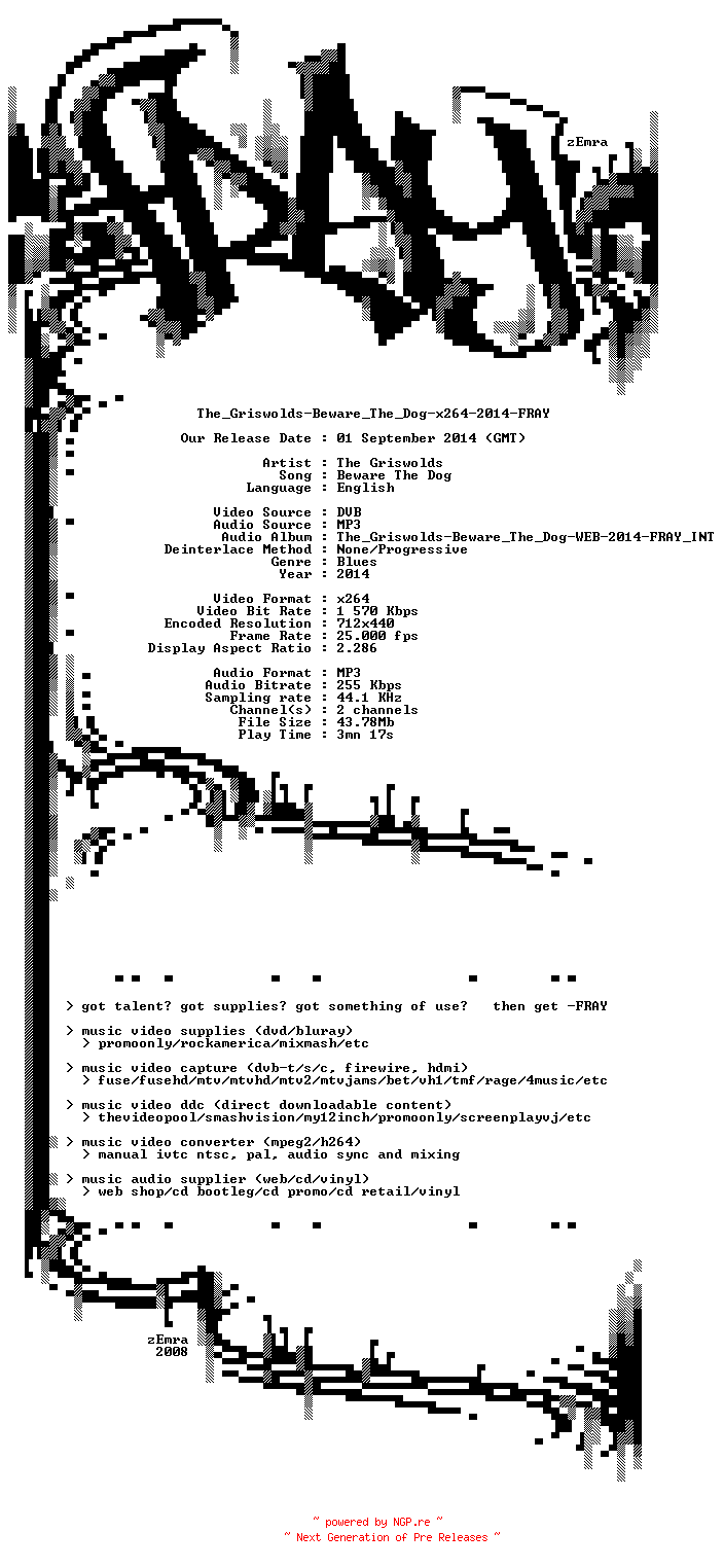 NFO for the release The_Griswolds-Beware_The_Dog-x264-2014-FRAY by FRAY