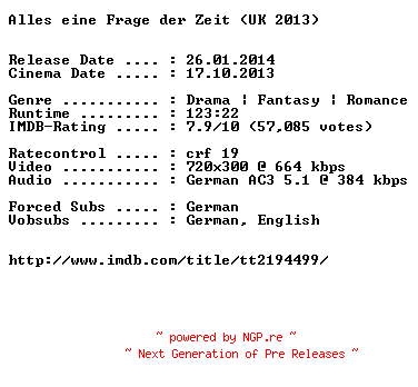NFO for the release Alles.eine.Frage.der.Zeit.German.BDRiP.x264-EXQUiSiTE by EXQUiSiTE